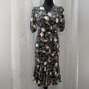 Vintage Silk Floral Dress, size 2